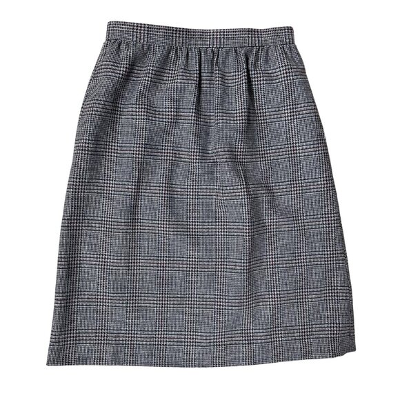 Vintage Gray Houndstooth Plaid Suit Blazer Skirt Set Size 12 Japan 70s Business - Picture 5 of 9